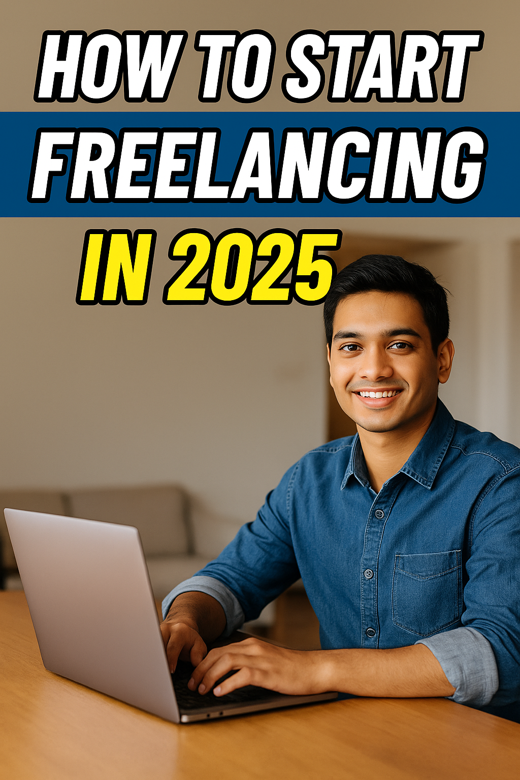 Freelancer working on laptop from home